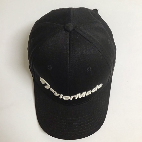 TaylorMade Golf Hat White Black M1 TP5 Hook Loop Strap Back Tour Cap Embroidery - Picture 9 of 11